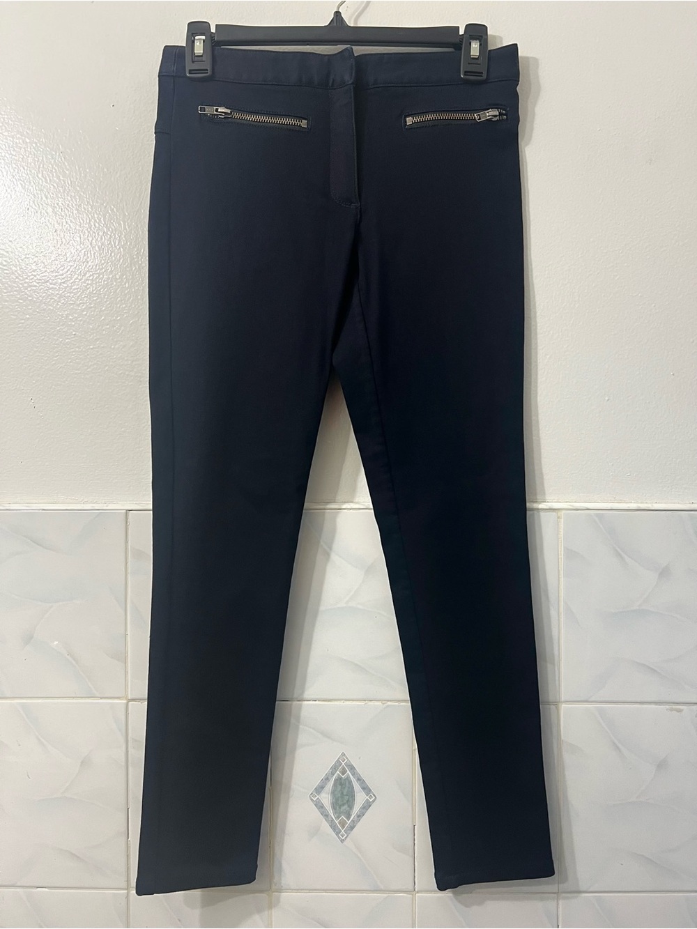 Veronica Beard Women 0 Navy Slim Fit Ankle Pants Office Old Money Low Rise Chic